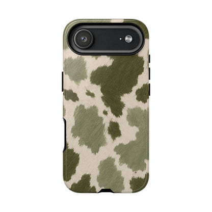 Stylish Olive Green Cow Print Phone Case