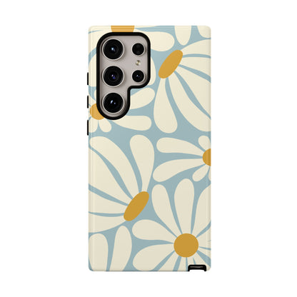 Samsung Galaxy S24 Ultra / Glossy Phone Case - ’Retro Blue Daisy Pattern’ Phone Case