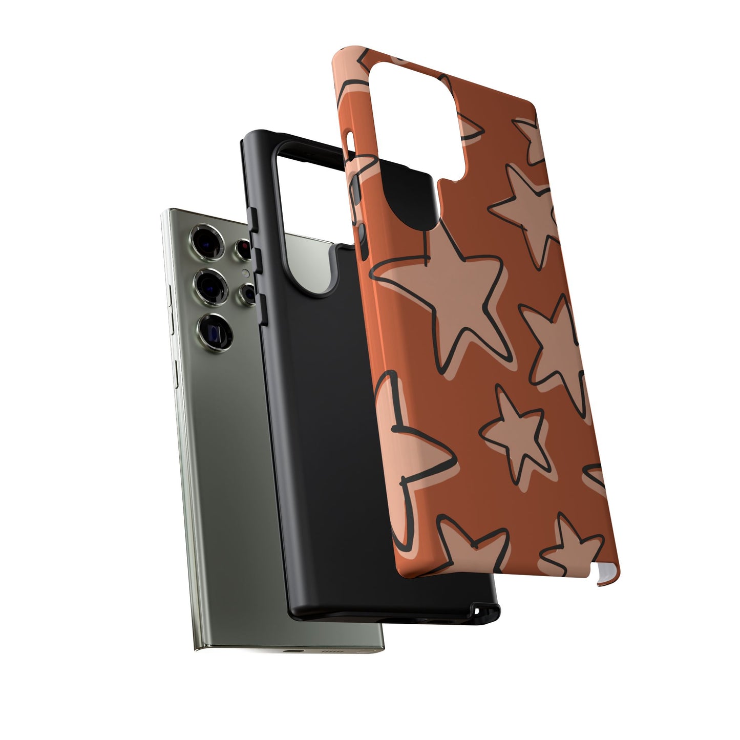 Burnt Orange Doodle Star Phone Case