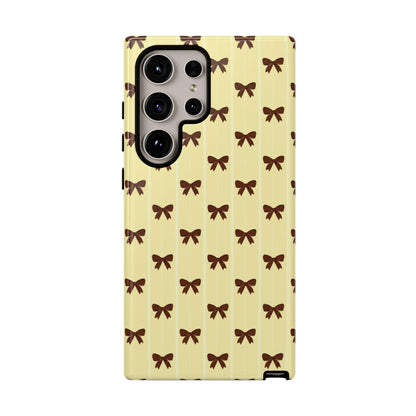 Retro Chocolate Brown Bow Pattern Phone Case