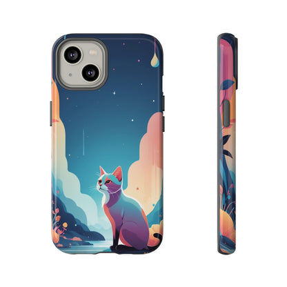 iPhone 14 / Glossy Phone Case - Stylised Cat Design Phone Case
