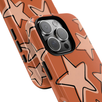 Burnt Orange Doodle Star Phone Case