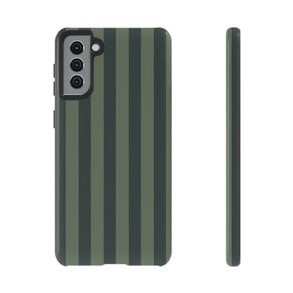 Dark Green Stripe Pattern Phone Case - Green Phone Case - Samsung Galaxy S21 Plus / Glossy
