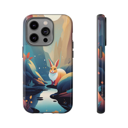iPhone 14 Pro / Glossy Phone Case - Stylised Rabbit Design Phone Case