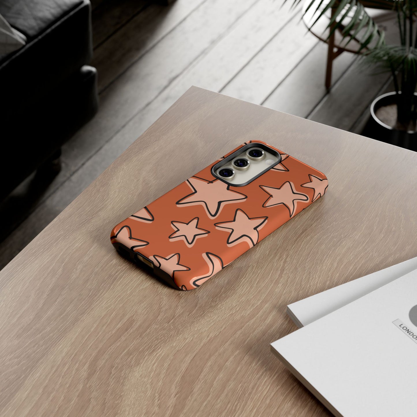 Burnt Orange Doodle Star Phone Case