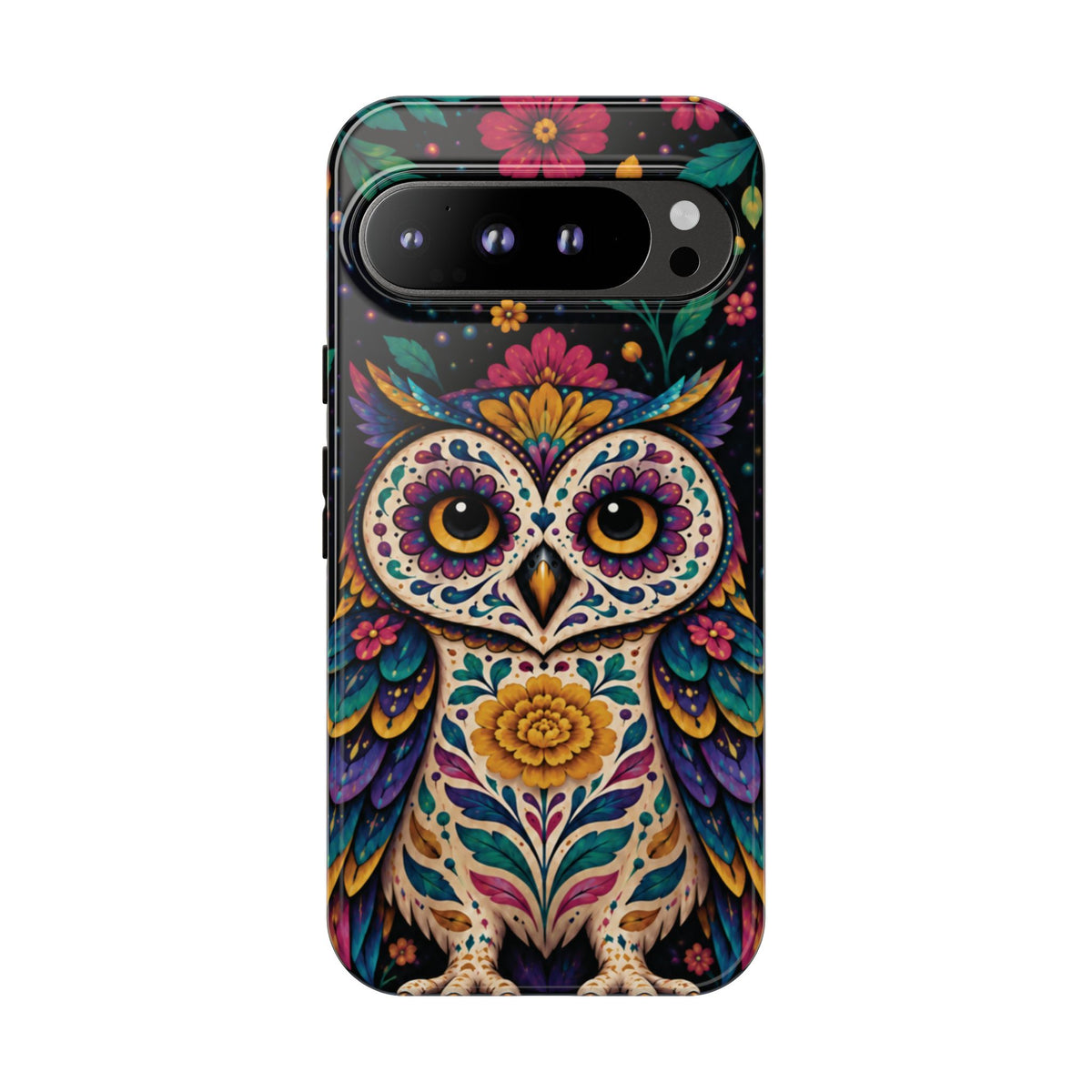 Vibrant Purple and Teal Calavera Owl Phone Case - Multicolor Phone Case - Google Pixel 9 Pro XL / Glossy