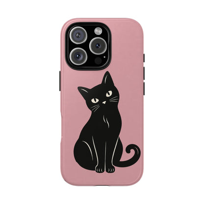 Minimalist Blush Pink & Black Cat Phone Case