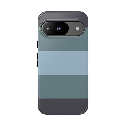 Google Pixel 9 / Glossy Phone Case - Shades of Blue Horizontal Stripe Pattern Phone Case
