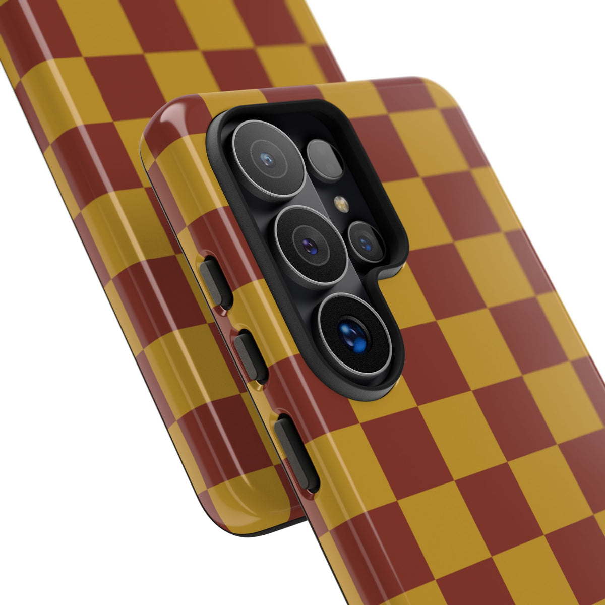 Trendy Mustard & Burgandy Checked Pattern Phone Case - Brown Phone Case