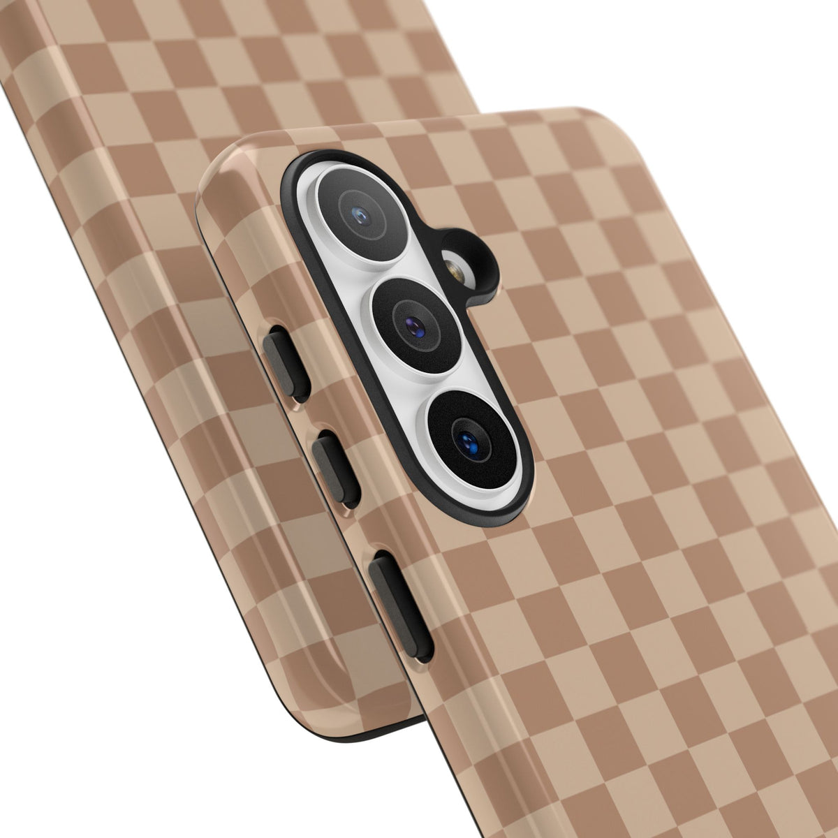 Bold Tan Small Checked Pattern Phone Case - Brown Phone Case