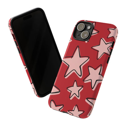 Cherry Red Doodle Star Phone Case