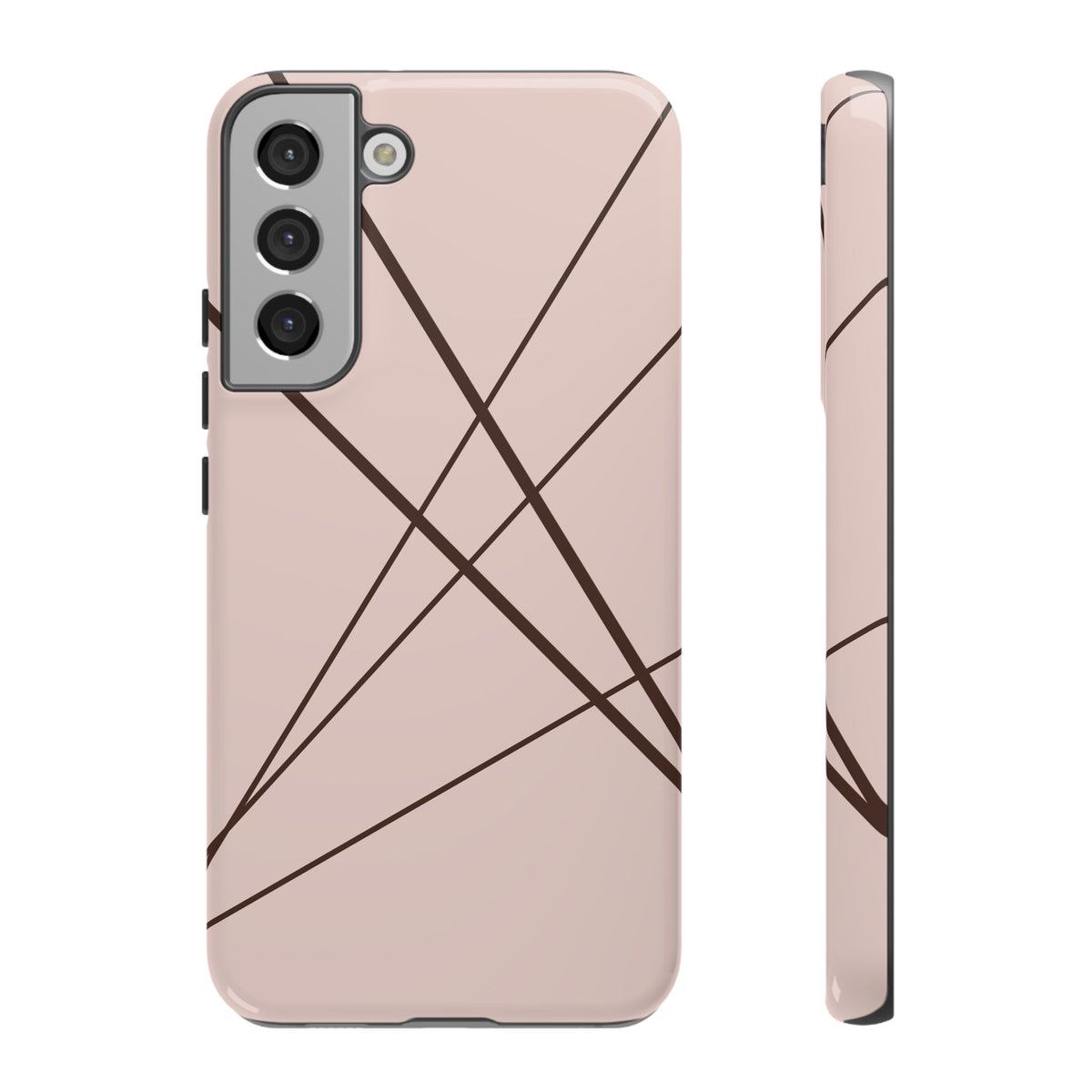 Abstract Pink with Brown Lines Phone Case - Pink Phone Case - Samsung Galaxy S22 Plus / Glossy