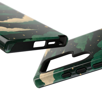 Illustrated Emerald Green Clouds & Stars Phone Case