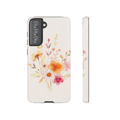 Samsung Galaxy S21 FE / Glossy Phone Case - Boho Chic Watercolour Flower Pattern Phone Case