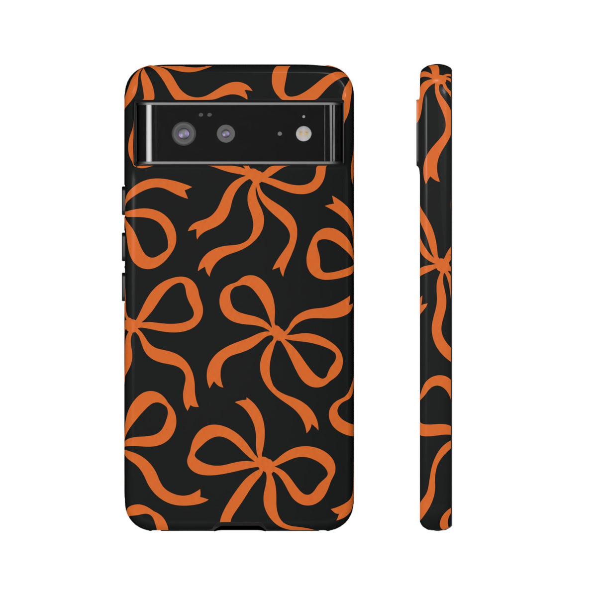 Bold Black and Burnt Orange Bow Pattern Phone Case