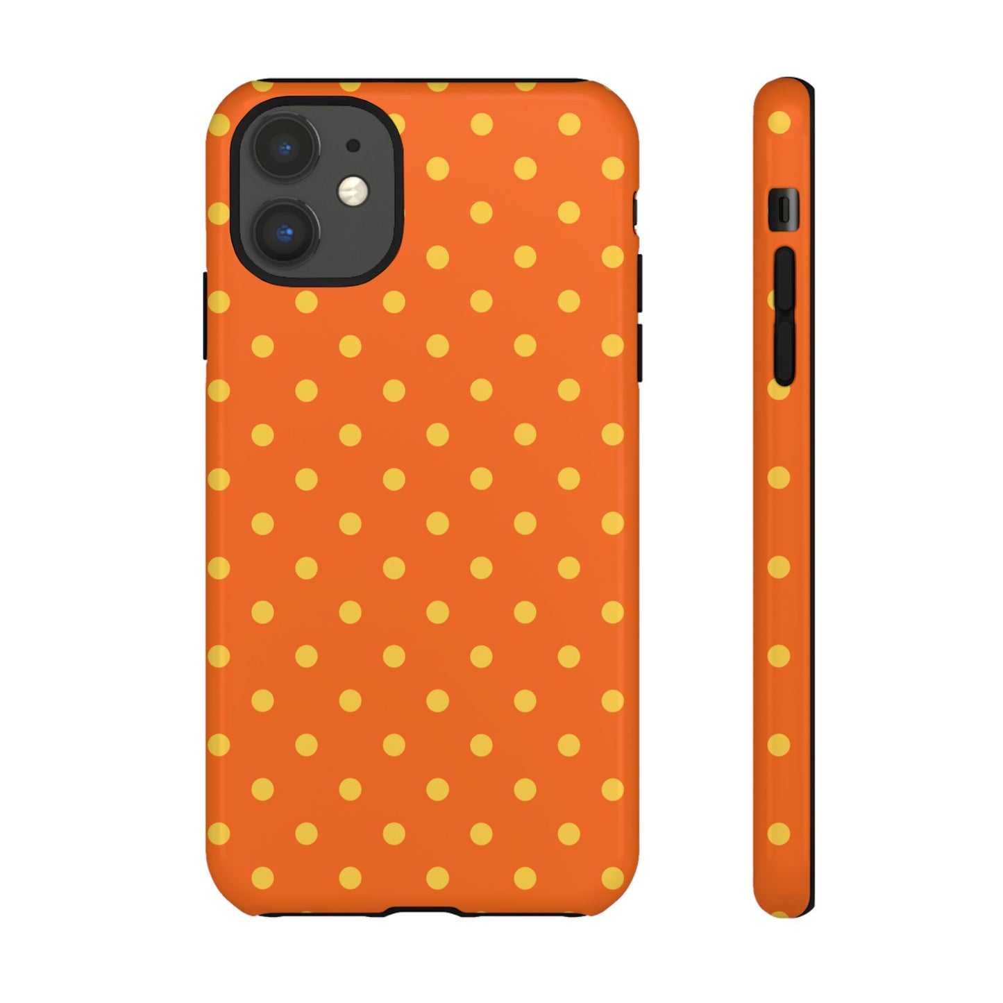 iPhone 11 / Glossy Phone Case - Trendy Orange & Yellow Dot Pattern Phone Case