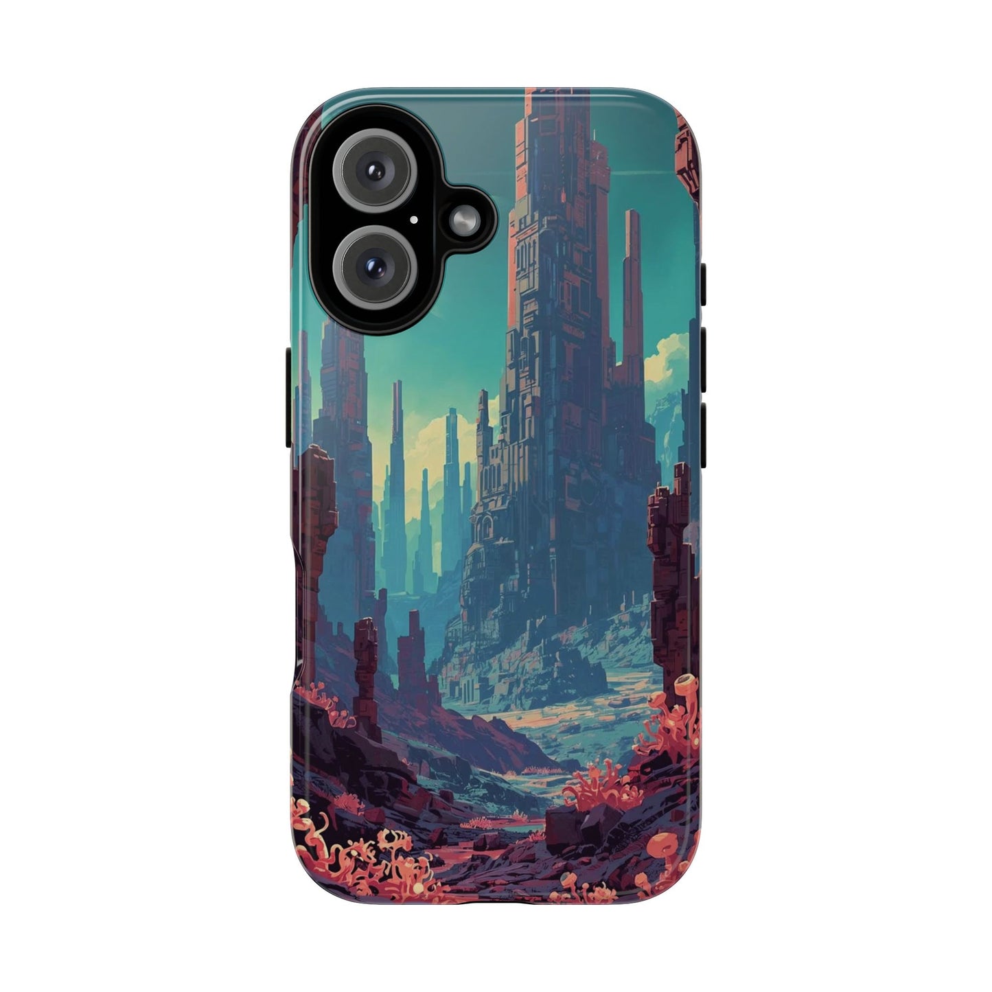 Alien Monolith Valley Sci-fi Phone Case - Pink Phone Case - iPhone 16 / Glossy