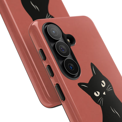 Minimalist Coral Red & Black Cat Phone Case