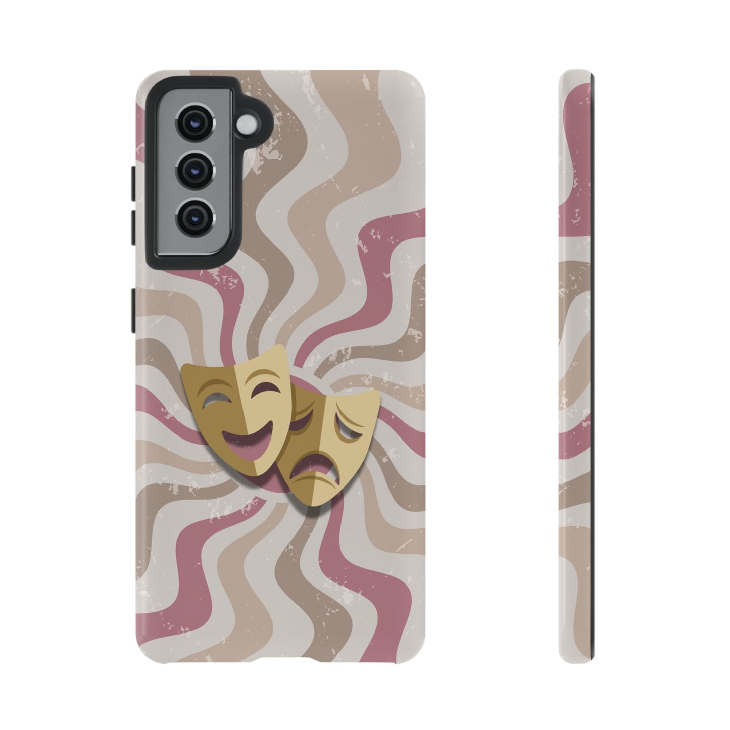 Comedy & Tragedy Masks – Pink Minimal Retro Wave Phone Case - Pink Phone Case - Samsung Galaxy S21 / Glossy