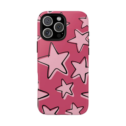 Raspberry Pink Doodle Star Phone Case