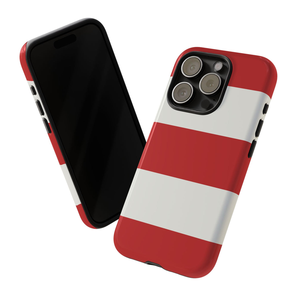 Red & White Horizontal Stripe Pattern Phone Case - Red Phone Case