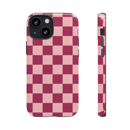 Pink Checked Pattern Phone Case - Pink Phone Case - iPhone 13 Mini / Glossy