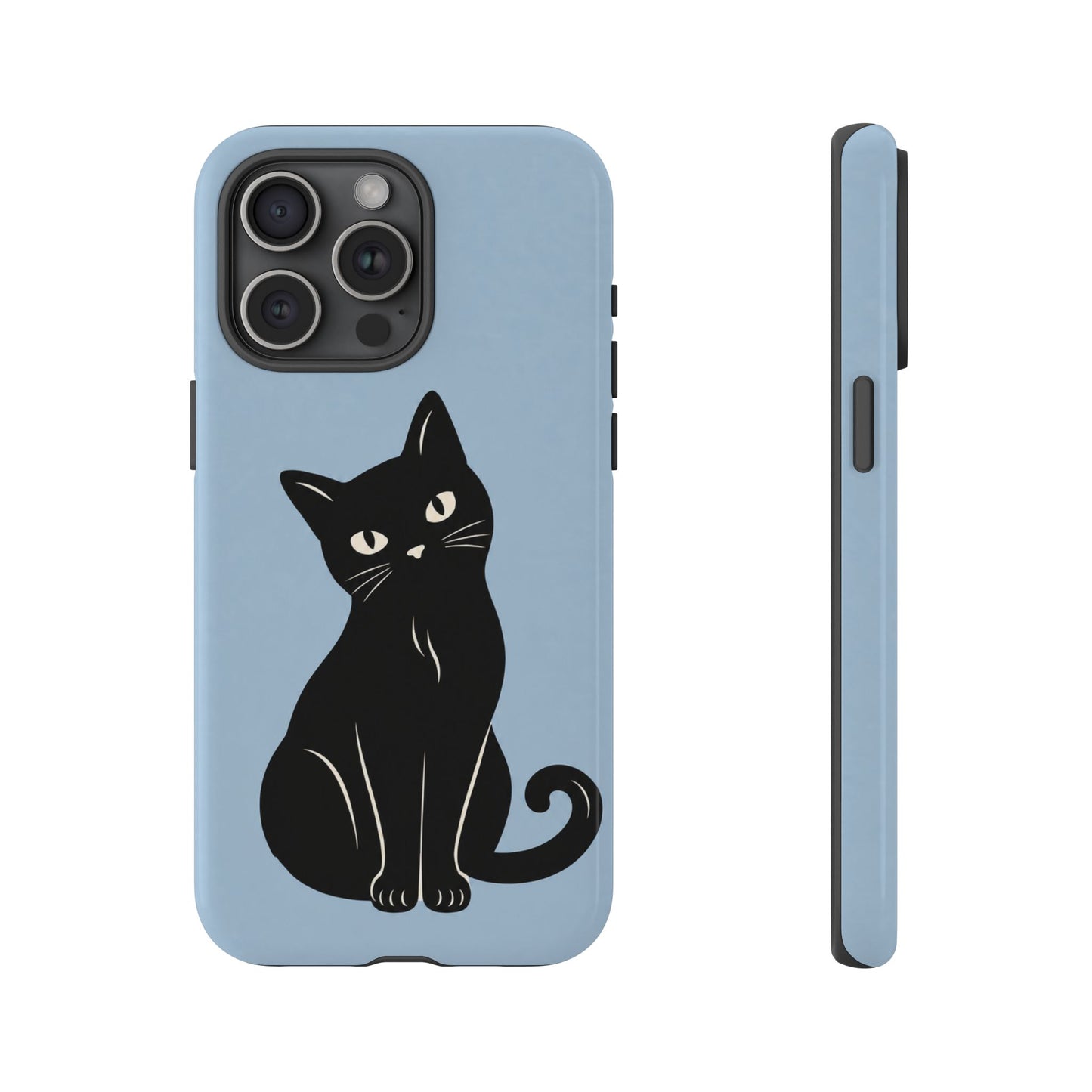 Minimalist Powder Blue & Black Cat Phone Case