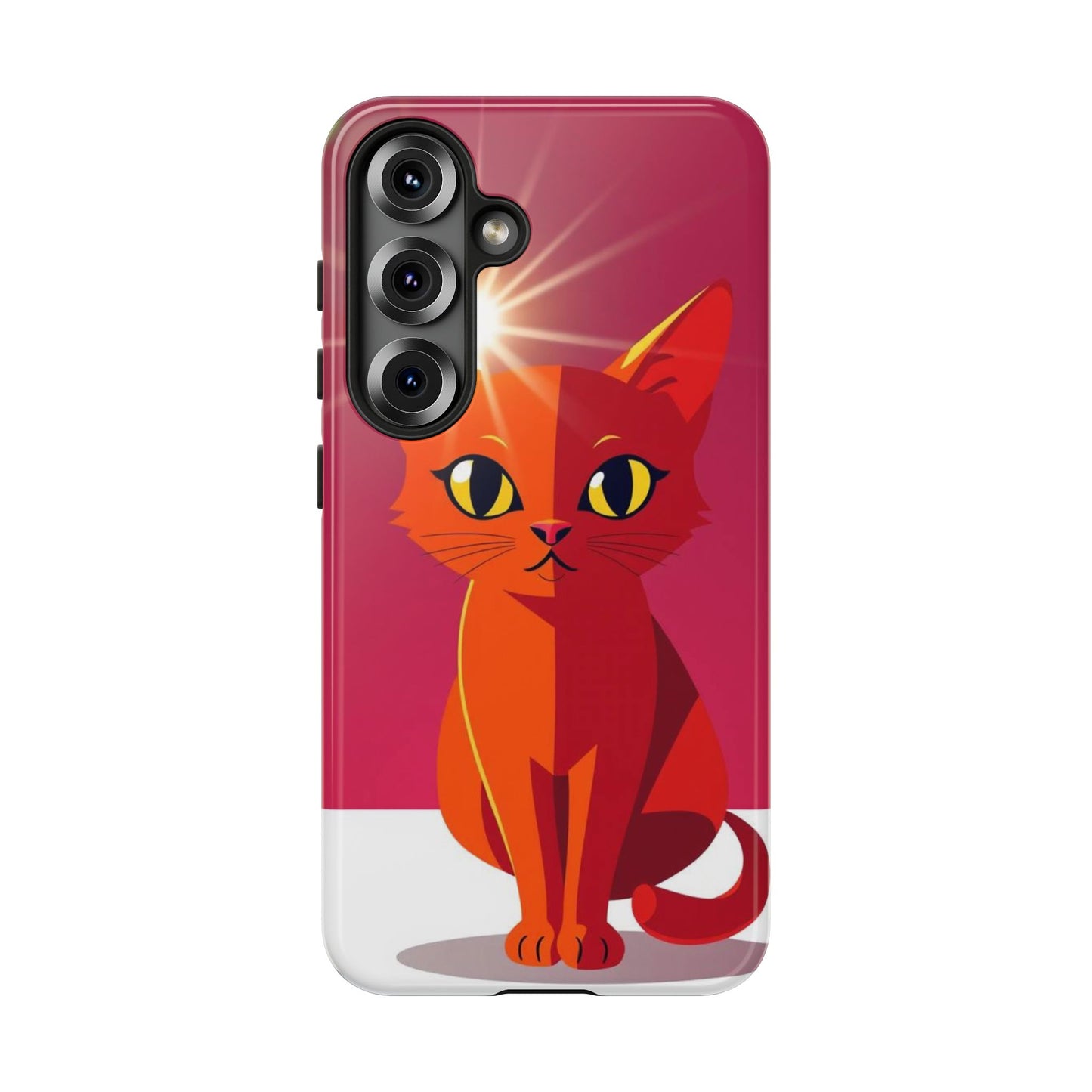 Samsung Galaxy S25 / Glossy Phone Case - Flashing Cat Design Phone Case