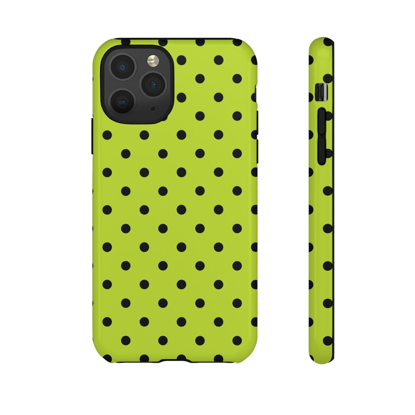 Trendy Neon Lime Green & Black Dot Pattern Phone Case