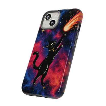 Whimsical Multicolour Celestial Black Cat Phone Case