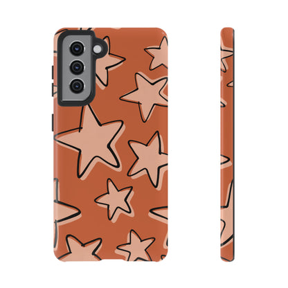Burnt Orange Doodle Star Phone Case