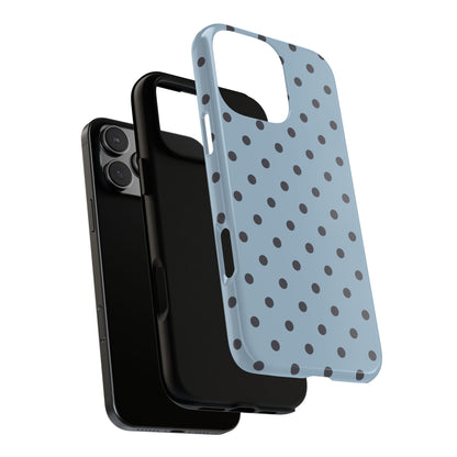 Light Blue with Dark Blue Dot Pattern Phone Case