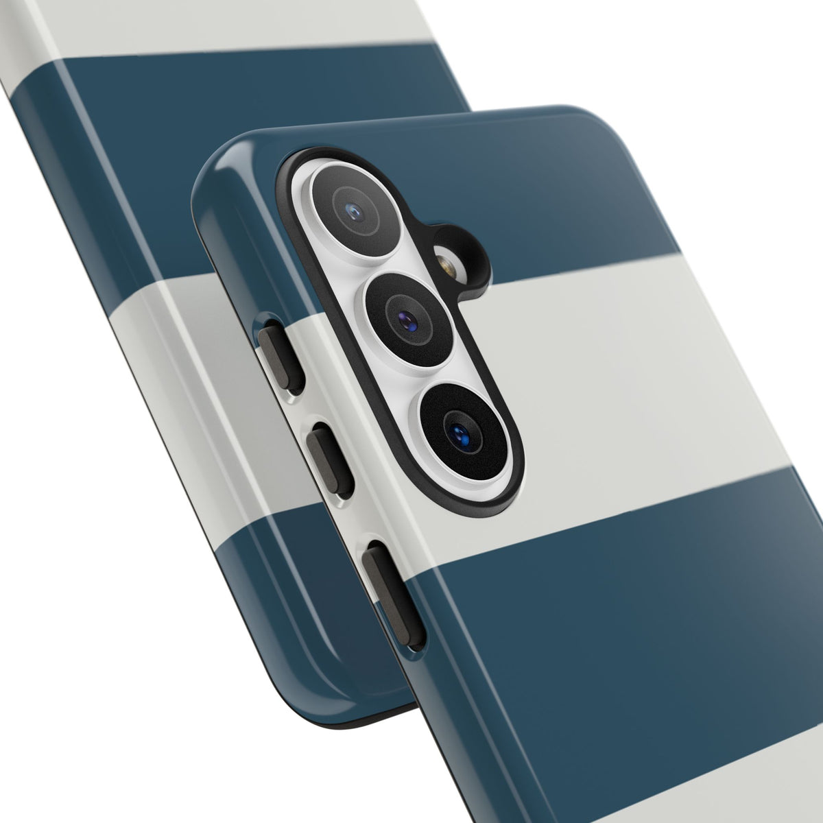 Blue & White Horizontal Stripe Pattern Phone Case - Blue Phone Case
