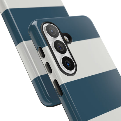Blue & White Horizontal Stripe Pattern Phone Case - Blue Phone Case