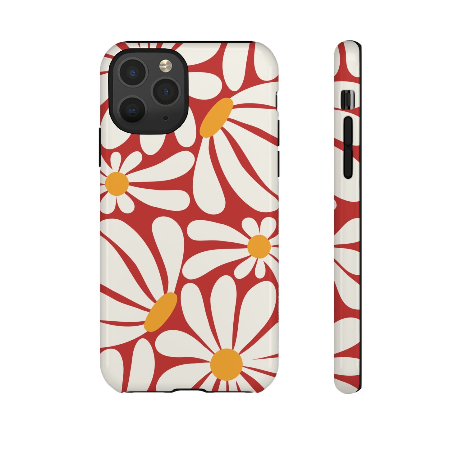 Retro Red Daisy Pattern Phone Case - Red Phone Case - iPhone 11 Pro / Glossy