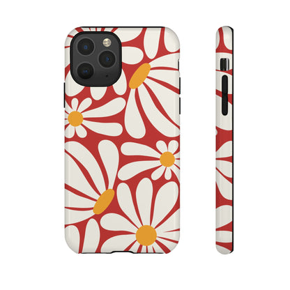 Retro Red Daisy Pattern Phone Case - Red Phone Case - iPhone 11 Pro / Glossy