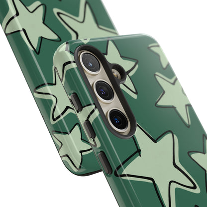 Forest Green Doodle Star Phone Case
