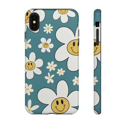 Fun Retro Daisy Pattern with Light Blue Background Phone Case - Blue Phone Case - iPhone XS MAX / Glossy