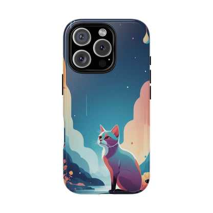 Stylised Cat Design Phone Case - Multicolor Phone Case - iPhone 16 Pro / Glossy