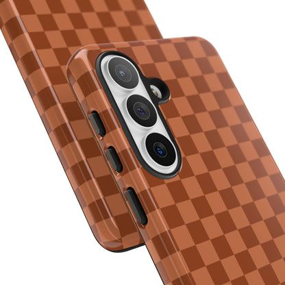 Bold Brown Small Checked Pattern Phone Case - Brown Phone Case