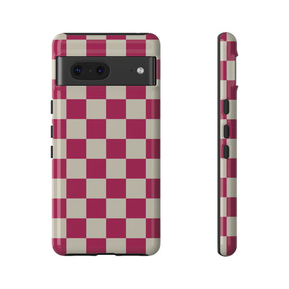 Pink & White Checked Pattern Phone Case - Pink Phone Case - Google Pixel 7 / Glossy