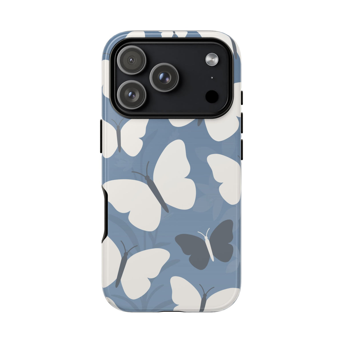 Minimalist Light Blue Butterfly Pattern Phone Case - Blue Phone Case - iPhone 17 Pro / Glossy