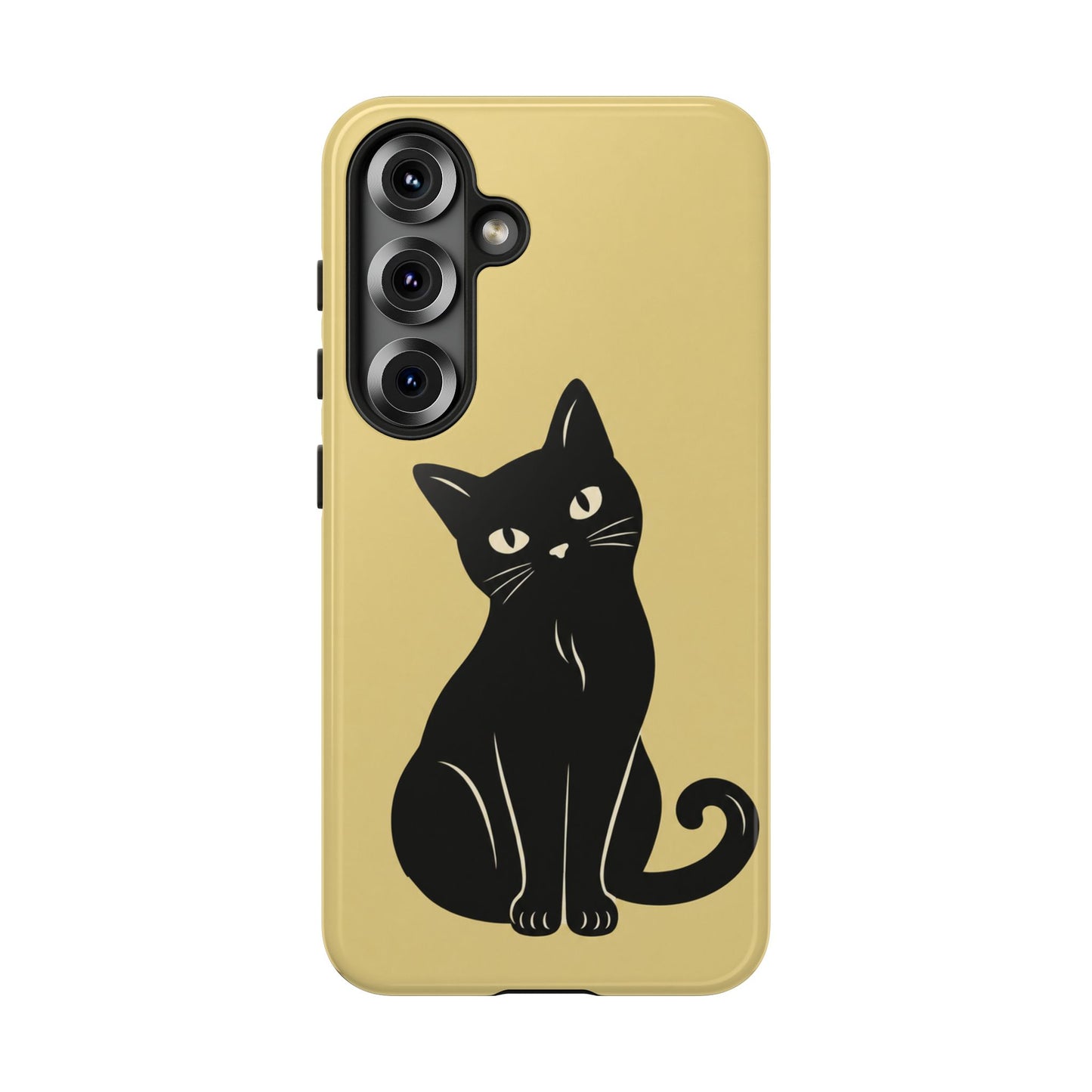 Minimalist Butter Yellow & Black Cat Phone Case