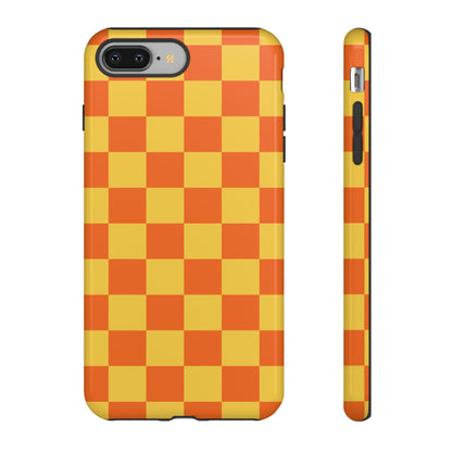 Trendy Orange & Yellow Checked Pattern Phone Case - Orange Phone Case - iPhone 8 Plus / Glossy