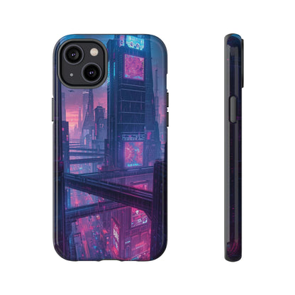 Neon Cyberpunk Megacity Sci-fi Phone Case - Blue Phone Case - iPhone 14 Plus / Glossy