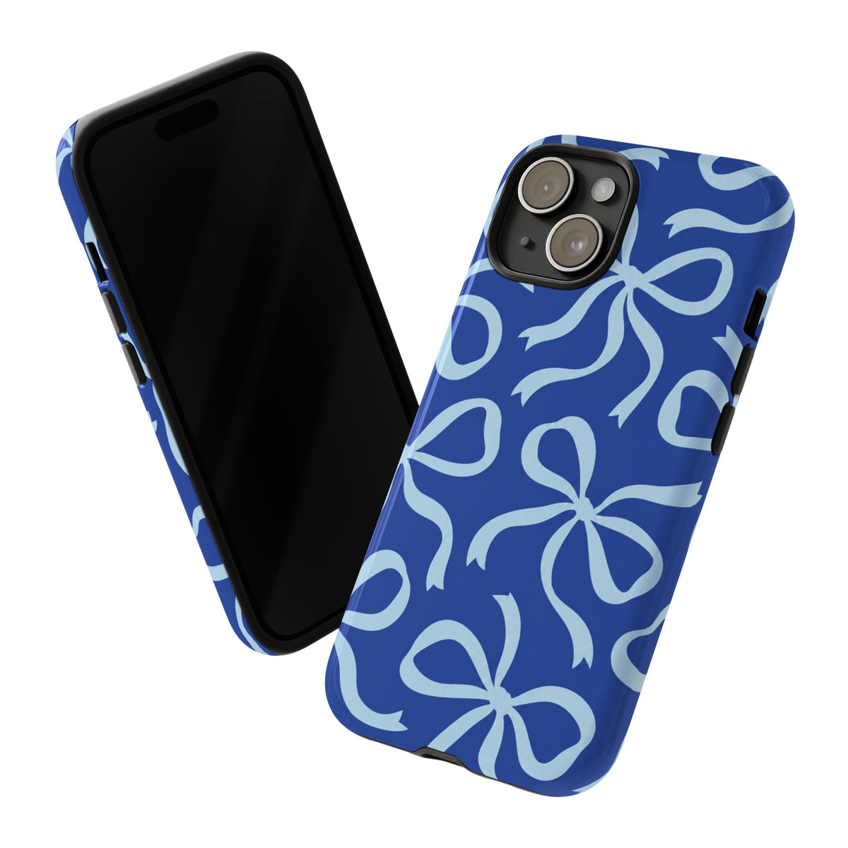 Bold Cobalt Blue and Powder Blue Bow Pattern Phone Case