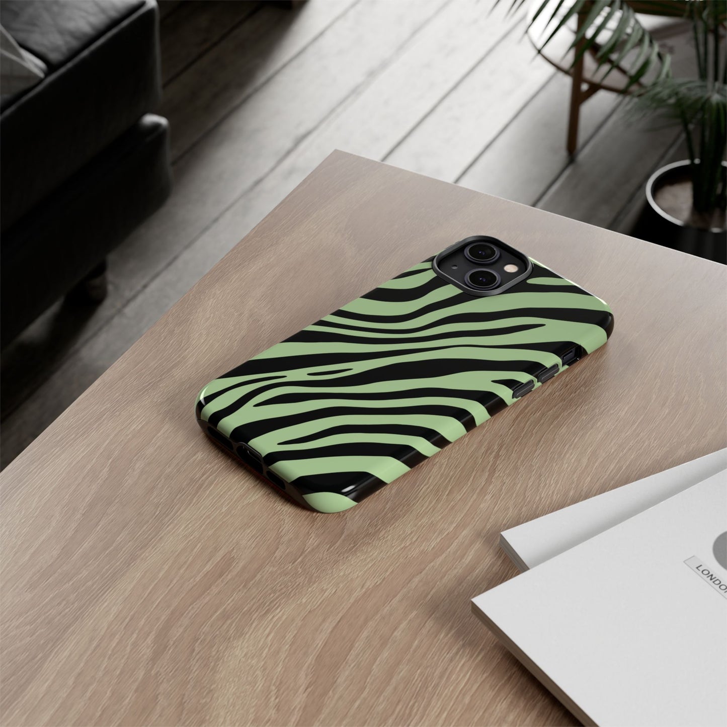 Modern Mint Zebra Print Phone Case