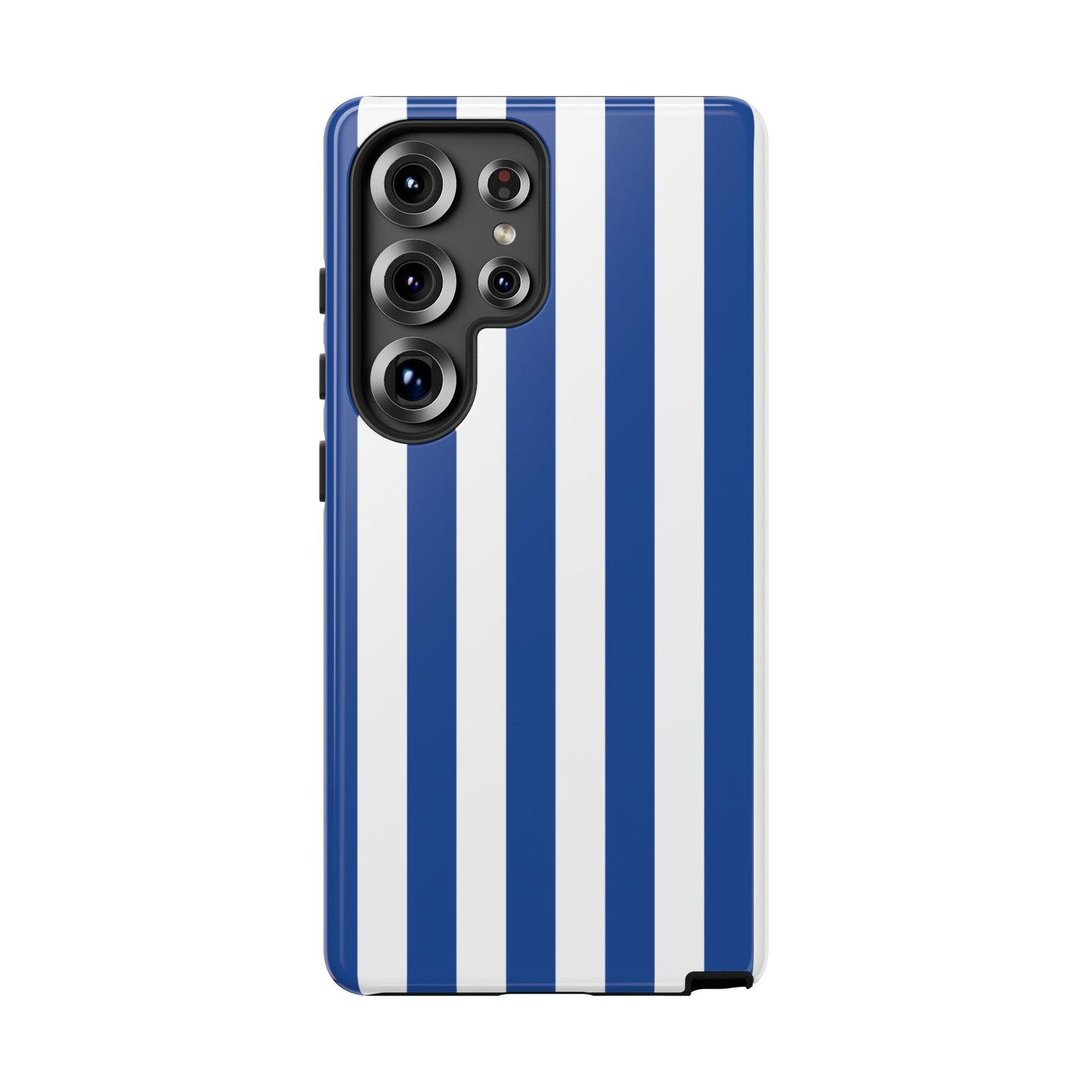 Samsung Galaxy S25 Ultra / Glossy Phone Case - Simple Blue & White Stripe Pattern Phone Case