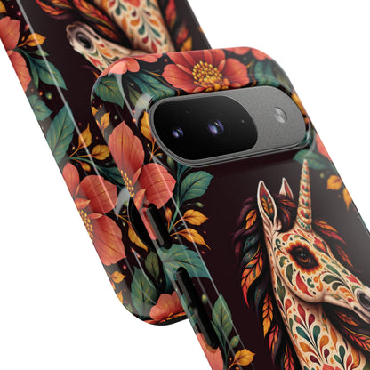 Elegant Terracotta and Teal Calavera Unicorn Phone Case - Phone Case
