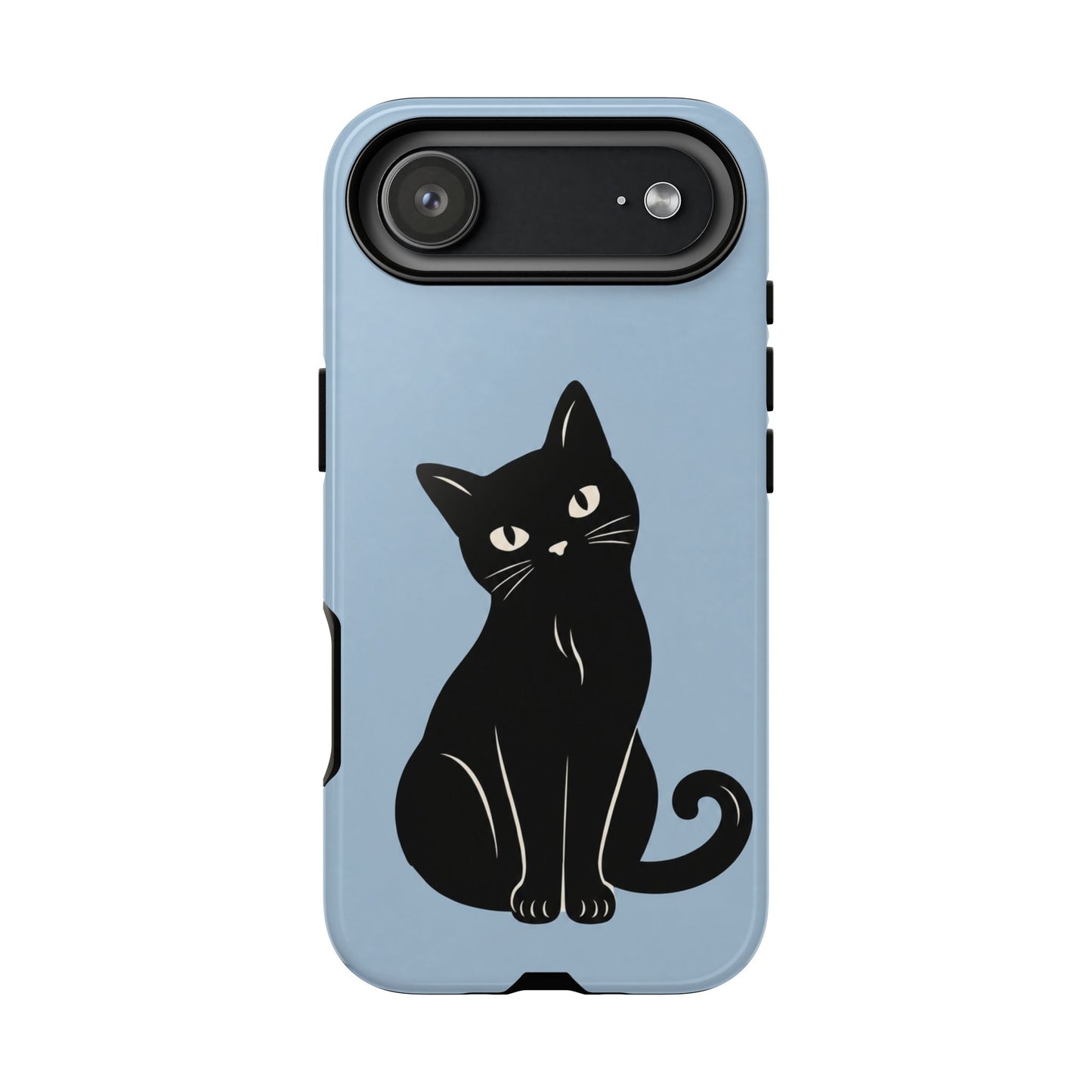 Minimalist Powder Blue & Black Cat Phone Case